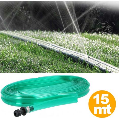 Tubo Piatto Microforato 15 Mt Irrigazione Giardino Piante Esterno con Connettore