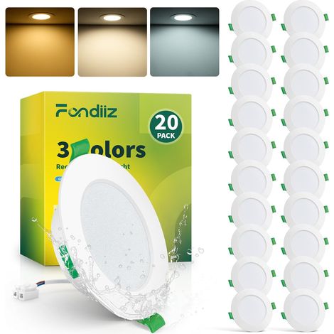20er-Pack LED-Einbaustrahler, 6 W, 220 V, extraflache Deckenstrahler, warmweiß 2700 K, neutralweiß 4000 K, kaltweiß 6000 K, einstellbar (1/5)