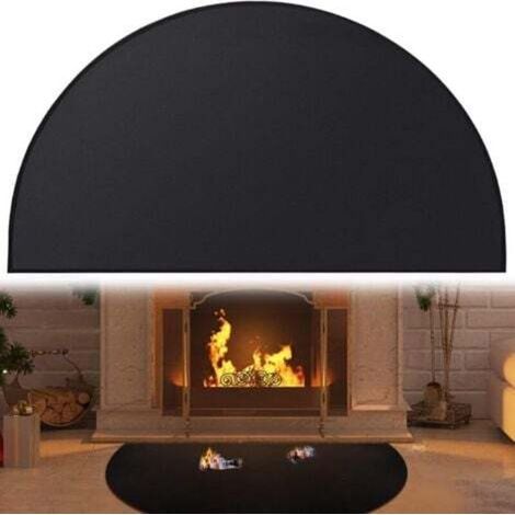Tapis ignifuge sous le gril et tapis de cheminée 106 × 61 cm, protecteur de barbecue étanche à l'huile pour terrasses et patios, tapis de foyer protège les sols des étincelles et des braises, noir (1/4)