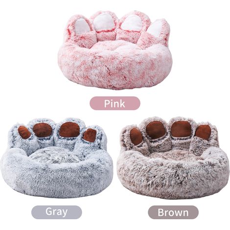Panier douillet en peluche en forme de patte d'ours pour chats et chiens (1/2)