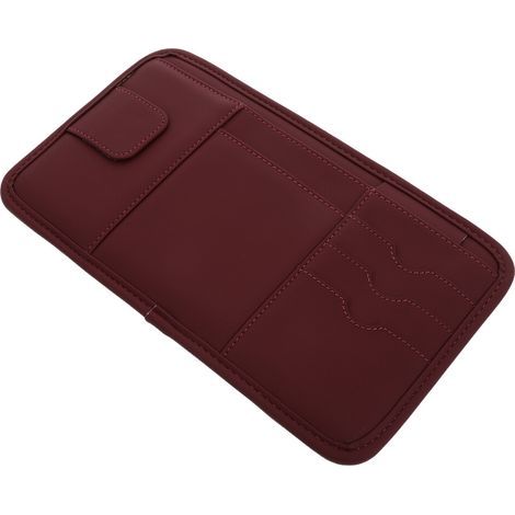 5Pièces Clip Porte-Lunettes Rouge PU Organiseur Visor Pratique