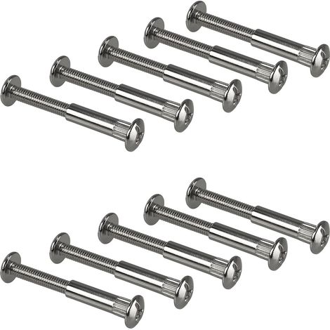 Vis de meuble M6 10 pièces - vis à douille Connecteur acier nickelé Épaisseur 32-42 mm Connecteur d'armoire à fente cruciforme PZ2 et lame plate (1/2)