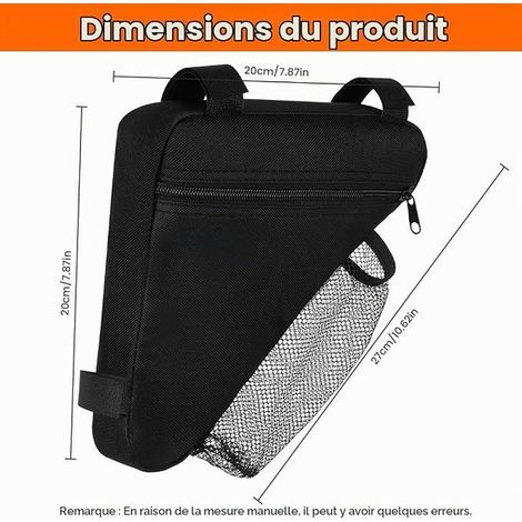 Triangle Bike Frame Bag, Waterproof Bicycle Bag 20 x 20 x 27 cm with Mesh Pocket for Water Bottle, Large Capacity for Phone, Tools, Bikepacking MTB Road (1/2)