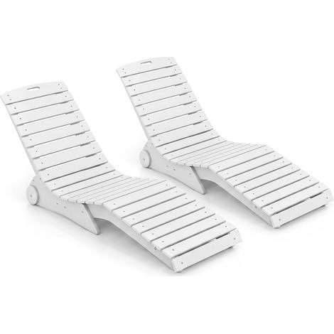 COSTWAY Bain de Soleil en HDPE, Roues Intégrées, Charge 205 kg (Blanc,2) (1/5)