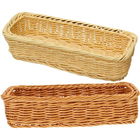 Lot 2 boîtes tissées marron, stockage spacieux pour couverts et ustensiles de cuisine (1/3)
