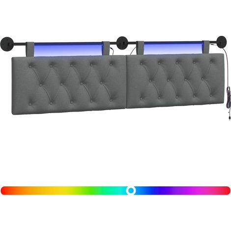 Maison Exclusive - Testiera sospesa Con luce LED Grigio Scuro Tessuto (1/5)