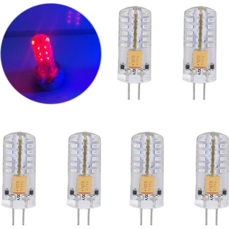 6 ampoules LED G4, ampoules à culot double JC, ampoules de remplacement halogènes T3 3W AC/DC 12V, rouges. (1/5)
