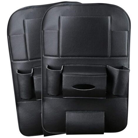 2 Packs organisateurs de Voiture en Cuir PU, Housse de Protection de siège arrière, Organisateur de siège arrière de Voiture Kick Mat avec 10.1 \"Support pour iPad/Tablette - Noir (1/5)