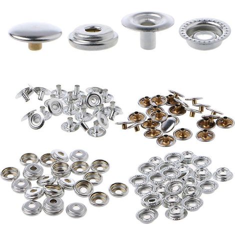 100 boutons-pression en acier inoxydable pour toile de bateau ou de bateau (1/4)