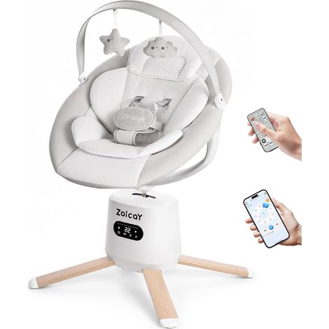 Balancelle Bébé Electrique 9 Modes & 8 Vitesses pour 0–9 Mois, Jusqu'à 11kg (1/5)