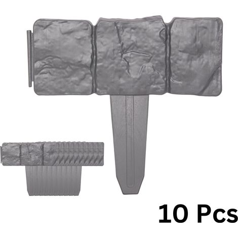 23cm 10 Piece Grey Cobble Stone Effect Garden Edging Boarder (1/5)