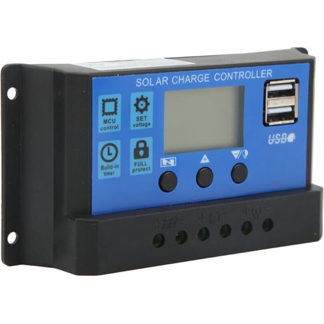 12V/24V Solarladeregler, USB-Anschluss, Überlastschutzpanel, 10A Batterieregler mit LCD-Bildschirm (1/4)