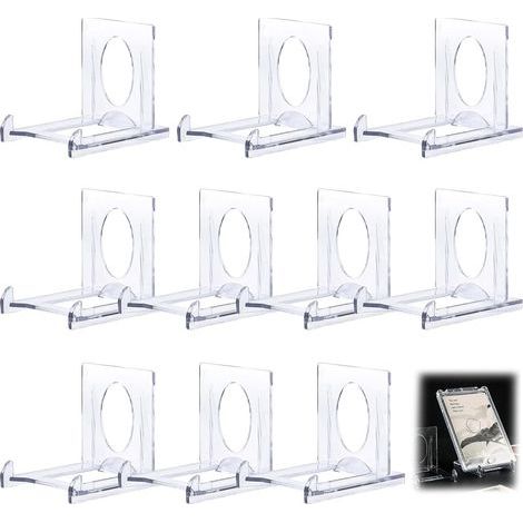 Lot de 10 - Support Présentoir - Chevalet Réglable - Acrylique Transparent pour Cartes Photos Assiettes Menus - Usage Bureau Vitrine Magasin - Transparent - 20x15cm (1/5)