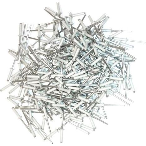 Rivets éclateurs blancs 4mm x 20mm – Aluminium – Lot de 250 pièces – Pour plaques minéralogiques et supports fragiles