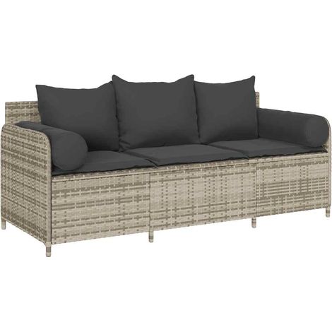 Maison Exclusive - Divano da Giardino con Cuscini 3 Posti Grigio Chiaro Polyrattan (1/5)