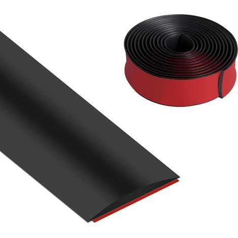 Bande de transition autocollante en vinyle, 4 cm x 3 m, bande de recouvrement pour sceller les espaces au sol, plinthe de sol, noire (1/5)