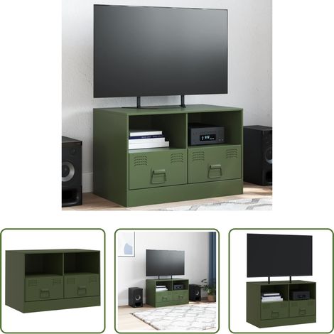 vidaXL Stahl-Schrank - TV-Schrank Olivgrün 67x39x44 cm Stahl (1/5)