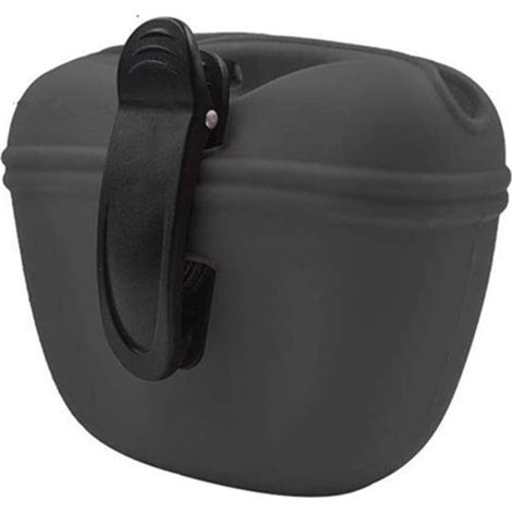 2PCS sac de collation portable pour dressage de chiens en silicone avec aimant (gris foncé)