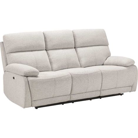 Canapé relax électrique 3 places tissu polyester gris clair - MIGUEL (1/5)