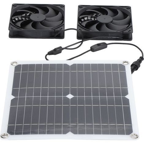 Ortviai Ventilateur solaire 12 W pour serre, poulailler ou abri – kit complet avec panneau photovoltaïque monocristallin IP65 (1/5)