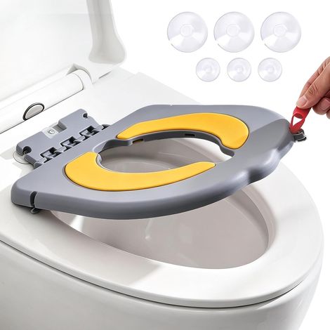 Siège de toilette pour bébé, siège de toilette pliable, siège de toilette pour enfants, siège de toilette pour enfants, pliable en TPE souple avec siège pour enfant, lavable, fermeture amortie