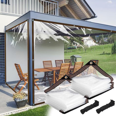 Lot de 2 Bâche étanche Transparente avec œillets, Bâche de Protection Transparente, 2x3 m, 85 g/m², Toit de Serre, Imperméable pour Meubles de Jardin, utilisable en extérieur (1/5)