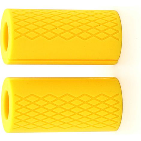 Lot de 2 poignées en silicone antidérapantes pour haltères, épaisses et résistantes, idéales pour la musculation et le développement musculaire. Couleur : jaune. (1/5)