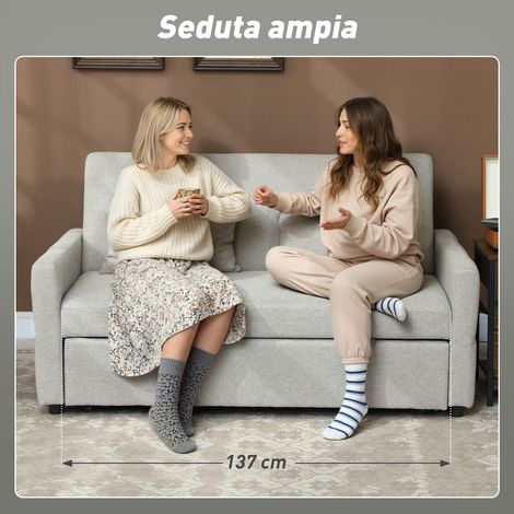Canapé convertible BZ 2 places clic-clac beige marron, tissu avec deux coussins inclus (1/5)
