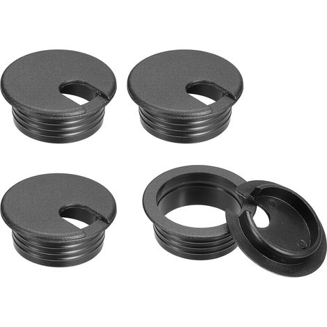 Cache-Trou de Câble Passe Cable Bureau, 4 Pièces 38mm/1-1/2 Pouces Cache-Trou de Câble en Abs pour Bureau, Organiseur de Câbles pour Ordinateur de Bureau, Noir (1/5)