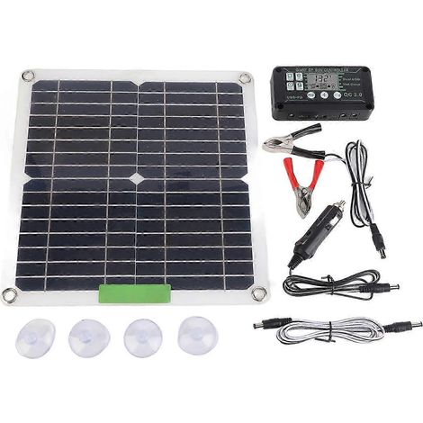Kit de panneau solaire 200W 12V, panneau solaire en silicium monocristallin avec contrôleur, compatible avec le cyclisme, l'alpinisme, la randonnée et le camping, 40A, excellente qualité. (1/5)