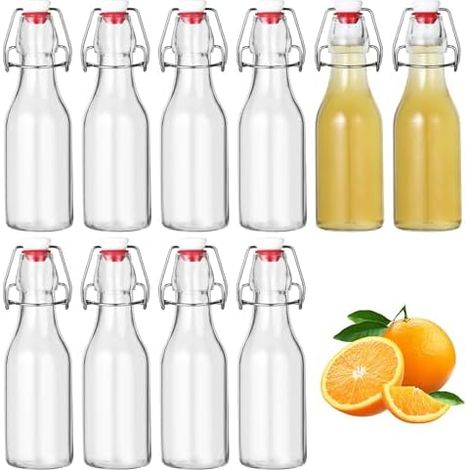 Bouteille en Verre,Bouteille en Verre avec Bouchon Mécanique,Gourde Verre convient pour le stockage de bière, huile d'olive, vinaigre, jus de fruits, sirop (10 x 250ml) (1/5)