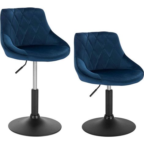 Set di 2 sgabelli da bar in velluto blu 190000248
