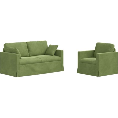 Ensemble de Canapés 2 pcs  Salon de jardin Vert clair 158 x 78 x 80 cm Velours