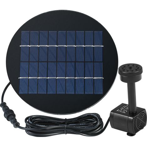 Kit de pompe à eau submersible sans balais Decdeal 9V 2,5W alimentée par panneau solaire pour fontaine, bassin à oiseaux, abreuvoir et étang. Débit : 200 l/h, hauteur de refoulement : 150 cm. (1/2)