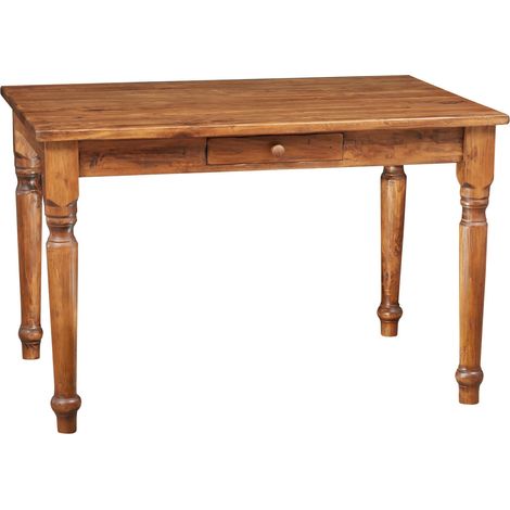 Ländlicher Schreibtisch aus massivem Lindenholz mit Nussbaum-Finish L120xPR80xH80 cm. Made in Italy