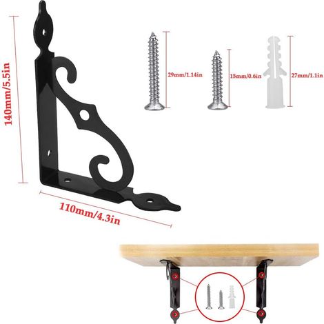 4 supports d'étagère triangulaires en fer à 90 degrés (1/5)