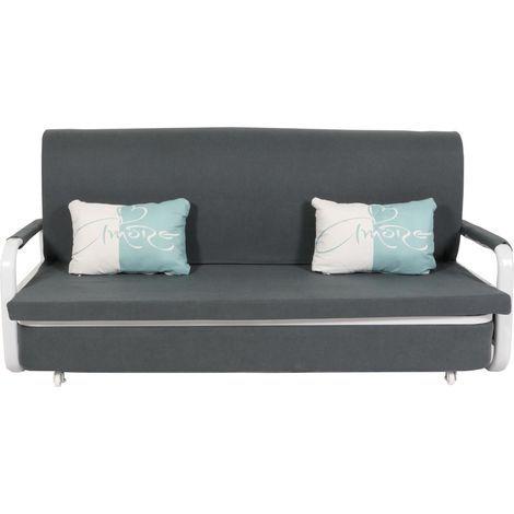 [NEUWERTIG] Schlafsofa HHG-530, Schlafcouch Couch Sofa, Schlaffunktion Bettkasten Liegefläche, 190x185cm Stoff/Textil dunkelgrau