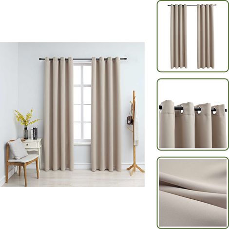Tende per ufficio - vidaXL Tende Oscuranti con Anelli in Metallo 2 pz Beige 140x245 cm - Tende con anelli in metallo