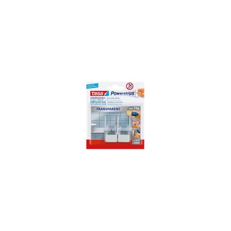 Ganci appendiabiti autoadesivi TESA, non necessitano di foratura, portata fino a 1 kg, trasparenti, confezione da 2 pezzi. (1/5)