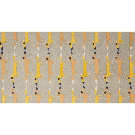 Alfombra de algodón gris amarillo naranja 80 x 150 cm poliéster zorro Bankgo