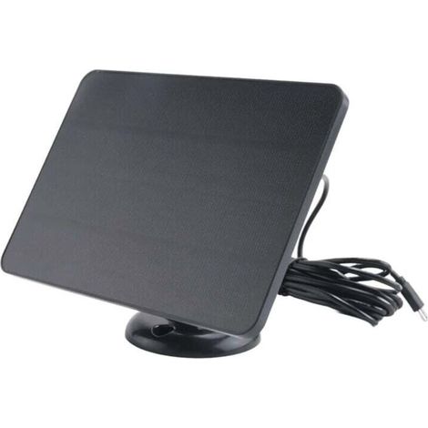 Chargeur de Panneau Solaire ÉTanche 10 W pour CaméRa SéCurité à Domicile Alimenté par Cellules Solaires avec Câble Charge, Noir