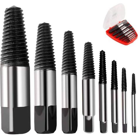 Set of 8 professional screw extractors for removing damaged screws (1/5)