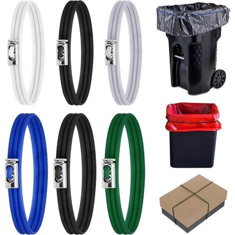Set mit 6 verstellbaren Mülltonnenbändern – Umfang 70 cm – Passend für Mülltonnen von 13 bis 30 Gallonen – Mülltonnengummis (1/5)