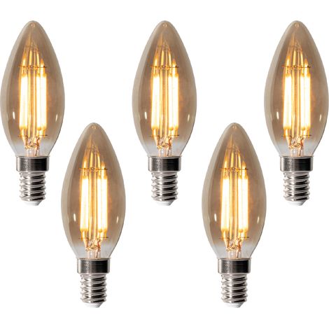 5er-Set E14 Dimmbare LED-Glühbirnen B35 Rauch 4W 300 lm 2200K