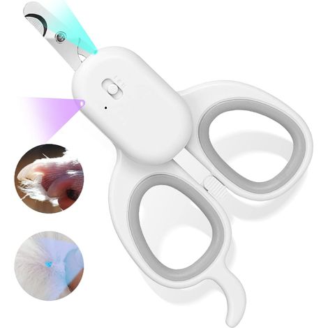 Krallenschere für Haustiere mit LED- und UV-Licht, scharfe, abgewinkelte Klinge zum Krallenschneiden für Hunde, Katzen und Kleintiere (1/3)