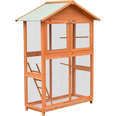 Cage à oiseaux Volière pour oiseaux - Pin massif et bois de sapin 125,5x59,5x164 cm BV243026 - BonneVie (1/5)