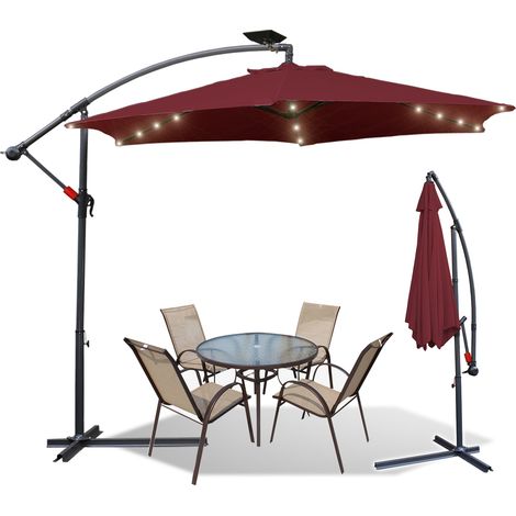 EINFEBEN Parasol de Jardin Parasol 3M Exterieur pour Plage Terrasse, Piscine, avec éclairage LED (1/7)