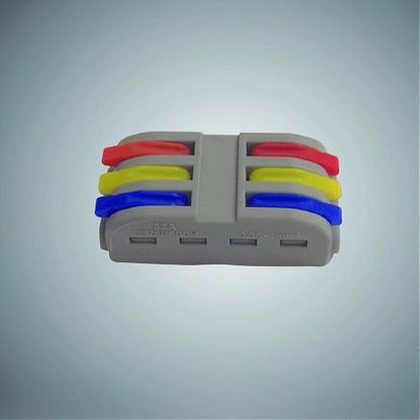 Trade Shop - Confezione 4 Connettori Morsetto Di Collegamento Universale 3 Poli A 3vie Mo-3a3 - (1/4)