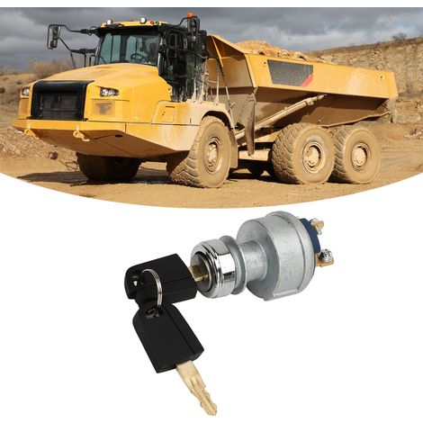 Interrupteur de démarrage à clé d'allumage à 4 fils avec 2 clés pour pelle Caterpillar CAT 229 306 320 330 322 375 (OE : 9G7641) (1/5)