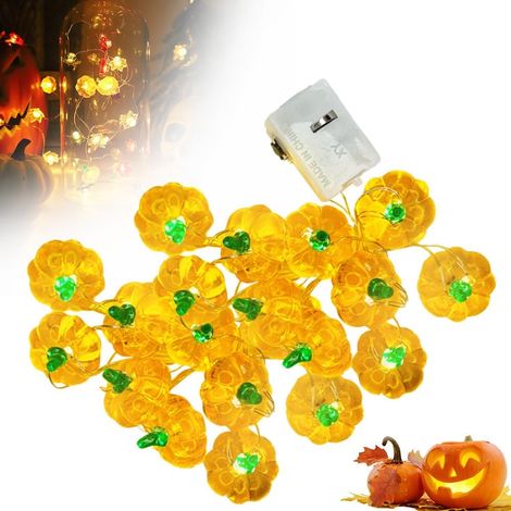 Halloween Deko, Halloween Lichterkette, 20LED Halloween Kürbis Lichterketten Batterie Außen Halloween Deko Outdoor für Gärten Hause Erntedankfest Weihnachten Party (Blinklichtmodell20) (1/5)